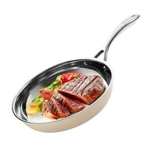 Ceramic Frying Pan 10-Inch Non-toxic Oven Safe Skillet Stainless Steel Base New